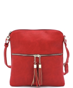 Fashion Zip Tassel Crossbody Bag LP062S RED